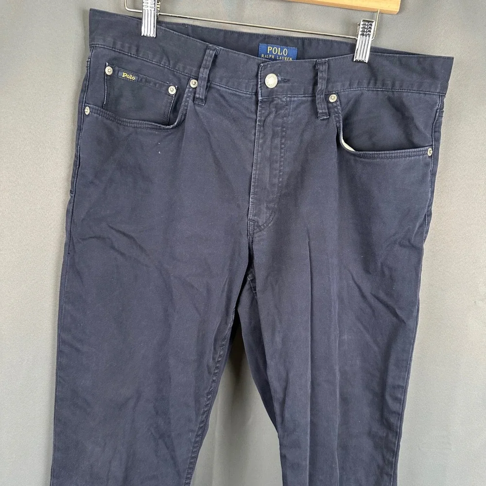 Polo Ralph Lauren Mens Navy Blue 5-Pocket Cotton Twill Straight Leg Pants 34x30